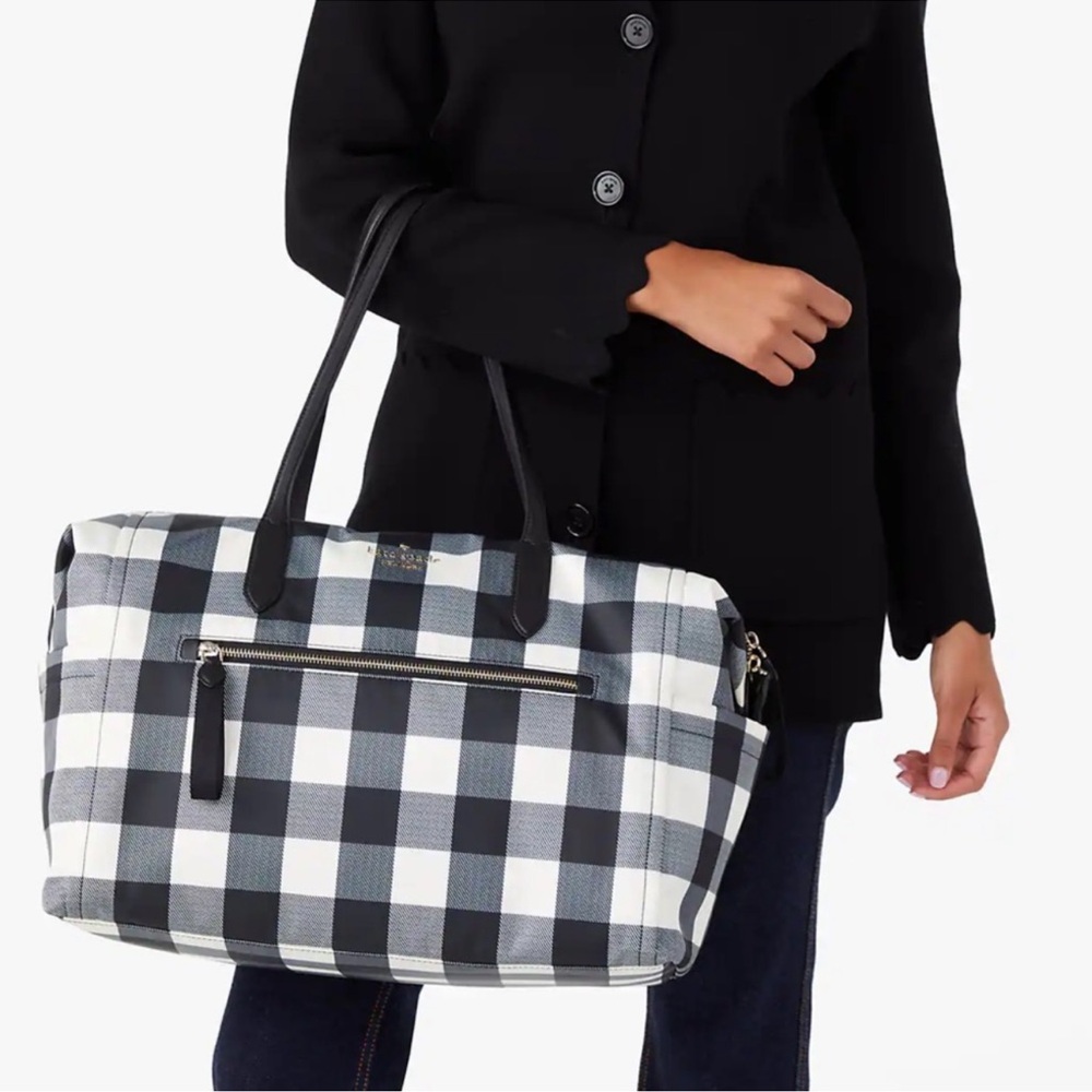 NWT KATE SPADE GINGHAM CHELSEA WEEKENDER DUFFEL BAG
